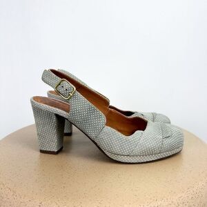 Chie Mihara Women’s Rockabilly Grey Polka Dot Suede Leather Closed Toe Heeled Sl